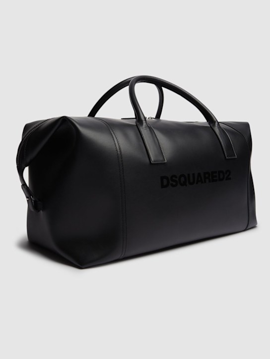 Dsquared2: Logo leather duffle bag - Black - men_3 | Luisa Via Roma