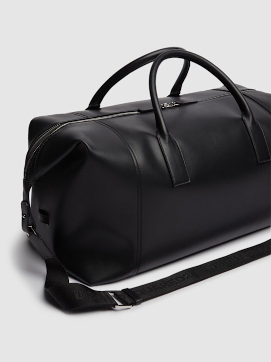 Dsquared2: Logo leather duffle bag - Black - men_6 | Luisa Via Roma