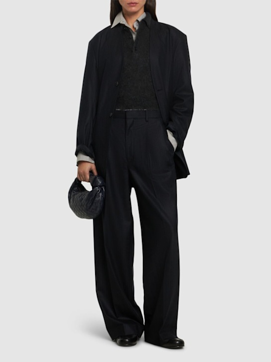 Auralee: Wool & silk pinstriped flannel pants - women_1 | Luisa Via Roma