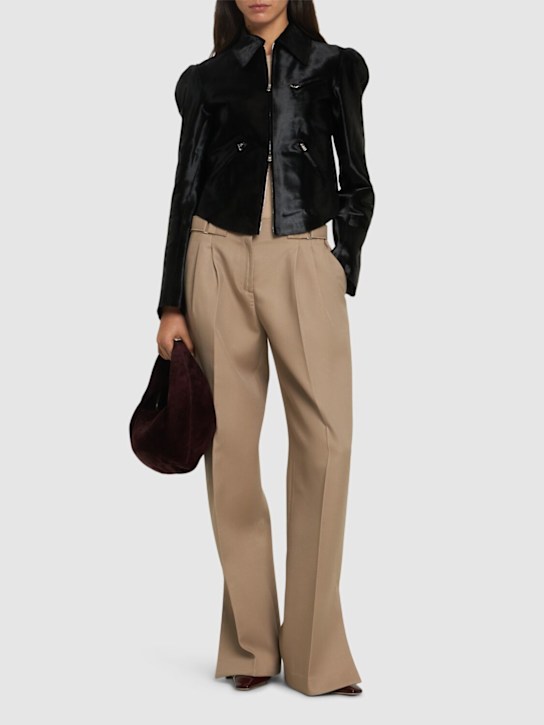 Tory Burch: Pleated wool blend wide pants - women_1 | Luisa Via Roma