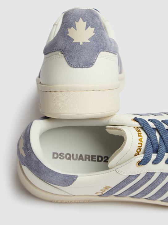 Dsquared2: Low leather sneakers - White/Blue - men_4 | Luisa Via Roma