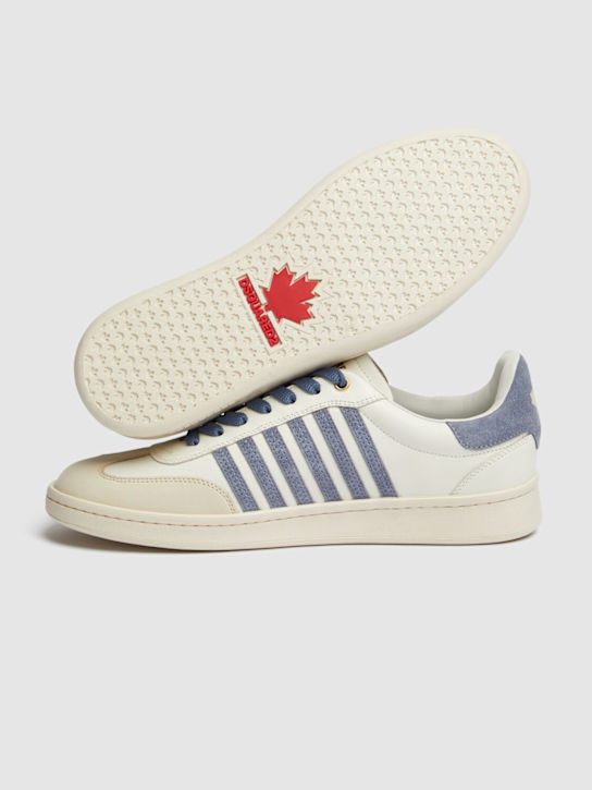 Dsquared2: Low leather sneakers - White/Blue - men_5 | Luisa Via Roma