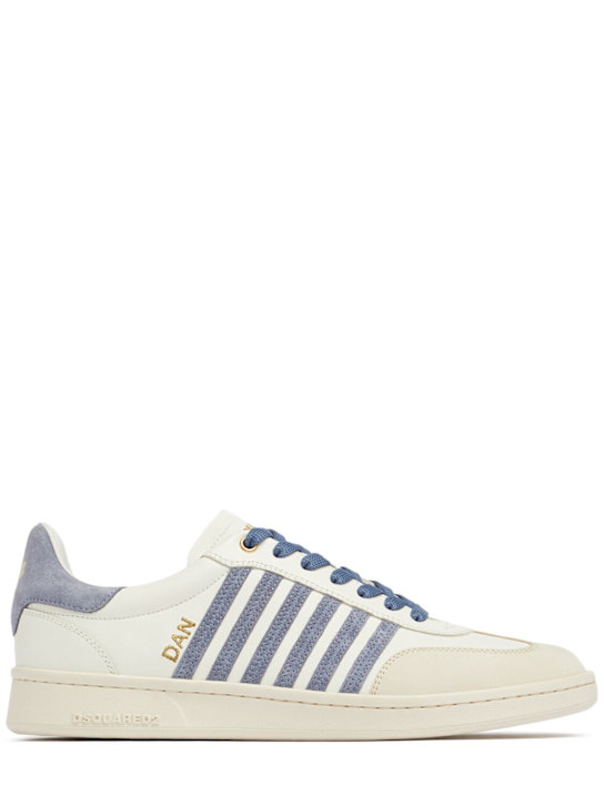 Dsquared2: Low leather sneakers - White/Blue - men_0 | Luisa Via Roma