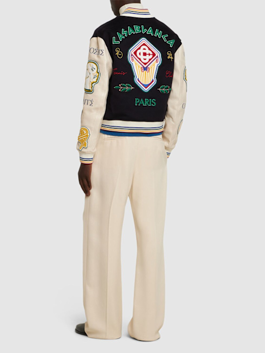 Casablanca: Chenille embroidered patchwork jacket - men_1 | Luisa Via Roma
