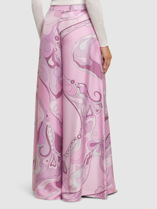Pucci: 印花真丝斜纹阔腿裤 - Lilac/Multi - women_2 | Luisa Via Roma