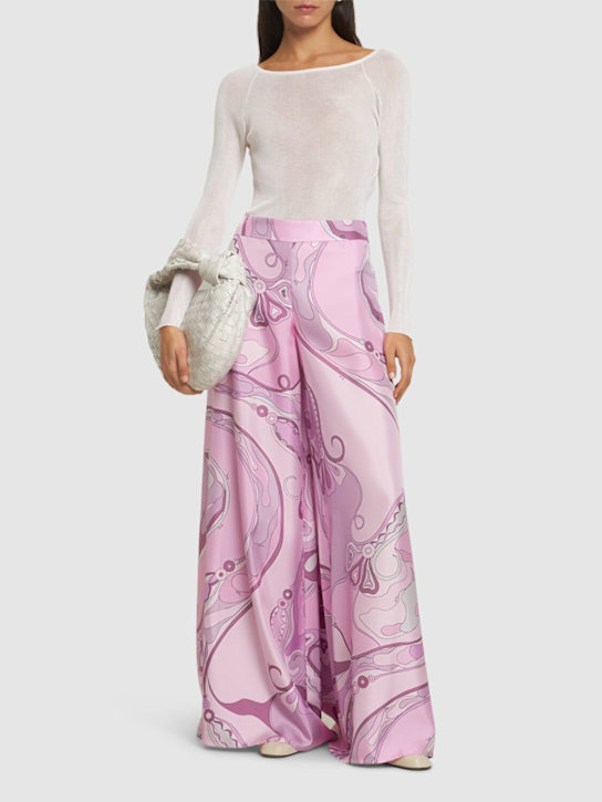 Pucci: 印花真丝斜纹阔腿裤 - Lilac/Multi - women_1 | Luisa Via Roma