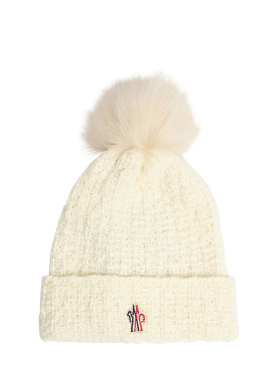 Moncler Grenoble: Wool blend beanie w/ pompom - women_0 | Luisa Via Roma