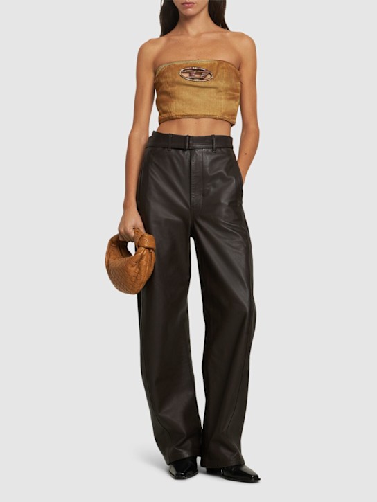 Diesel: De-Villess strapless denim logo top - women_1 | Luisa Via Roma