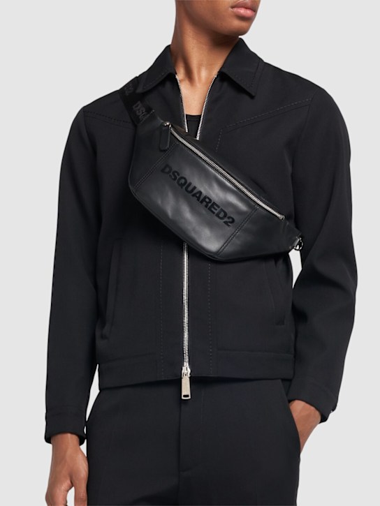 Dsquared2: Bum Bag leather belt bag - Black - men_1 | Luisa Via Roma