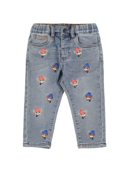 Monnalisa: Jeans in cotone stretch con ricami - Blu - kids-boys_0 | Luisa Via Roma