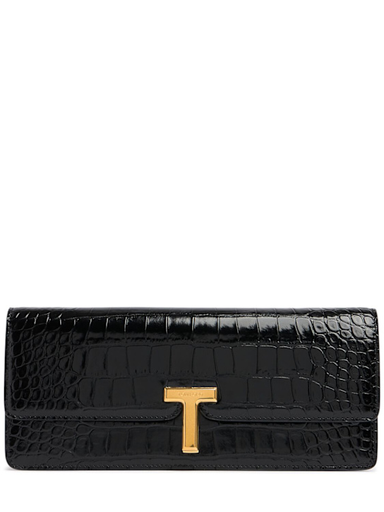 Tom Ford: Shiny embossed leather clutch - women_0 | Luisa Via Roma
