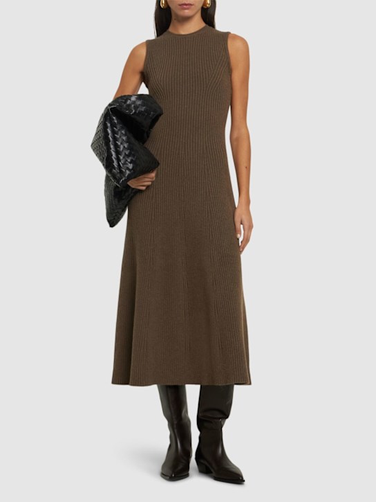 Ralph Lauren Collection: Sleeveless rib knit flared midi dress - women_1 | Luisa Via Roma