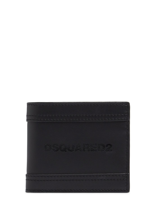 Dsquared2: Portafoglio Dsquared2 in pelle con logo - Nero - men_0 | Luisa Via Roma