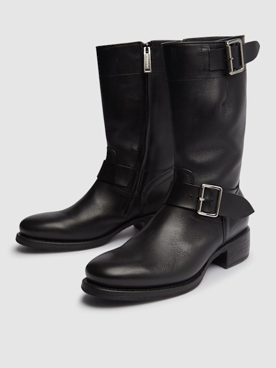 Dsquared2: Leather high boots - Black - men_2 | Luisa Via Roma