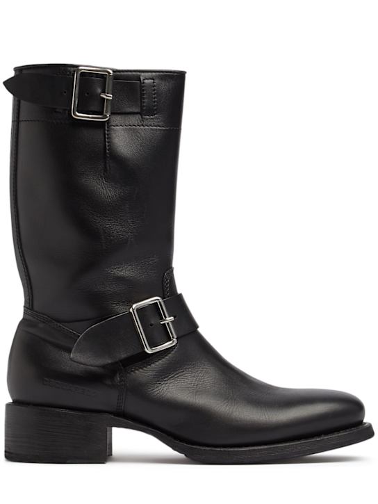 Dsquared2: Leather high boots - Black - men_0 | Luisa Via Roma