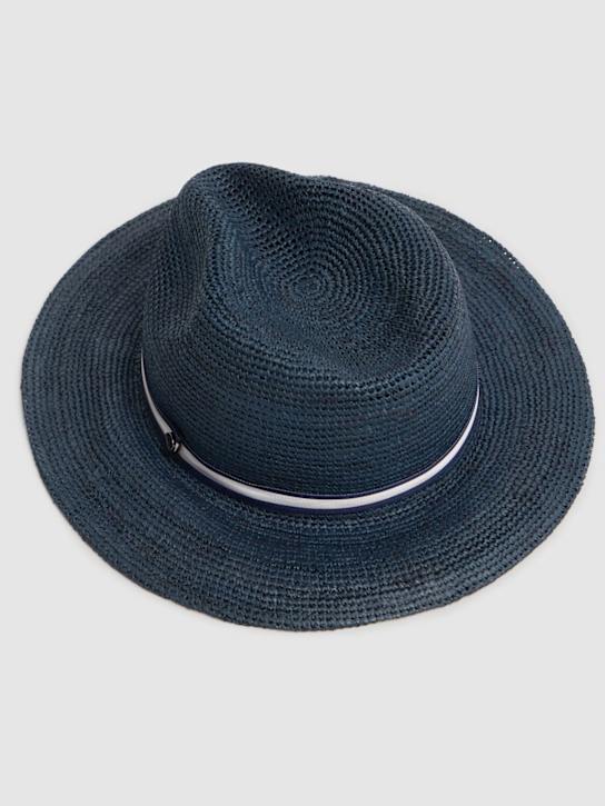 Borsalino: Argentina straw Panama hat - Royal/Bianco - men_2 | Luisa Via Roma