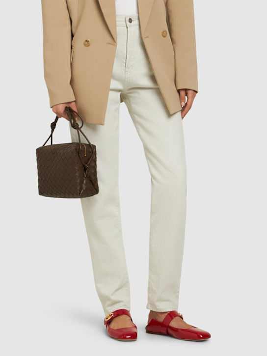 Valentino Garavani: 5mm Vlogo patent leather flats - women_1 | Luisa Via Roma