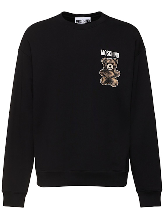 Moschino: Teddy bear crewneck sweatshirt - men_0 | Luisa Via Roma