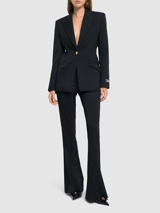Versace: Stretch virgin wool blazer - women_1 | Luisa Via Roma