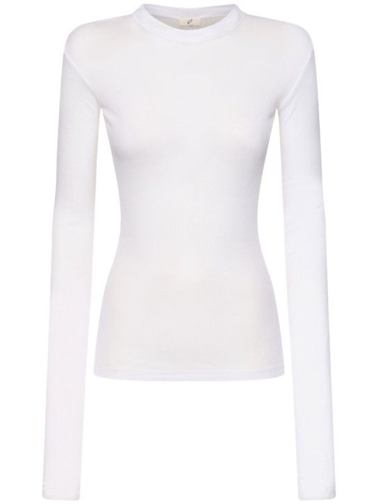 Bite Studios: Jersey long sleeves t-shirt - White - women_0 | Luisa Via Roma