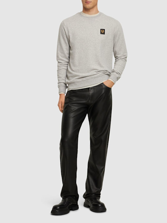 Belstaff: Logo cotton fleece crewneck sweatshirt - Grey - men_1 | Luisa Via Roma