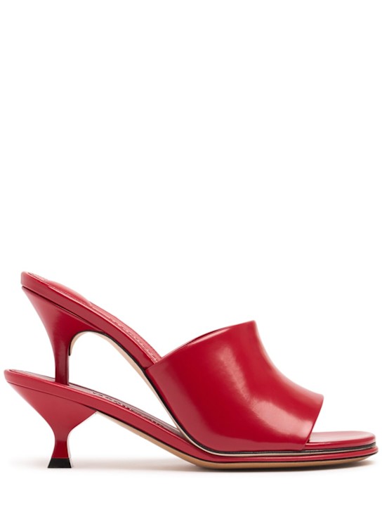 Jacquemus: 100mm Les Doubles leather mules - Red - women_0 | Luisa Via Roma