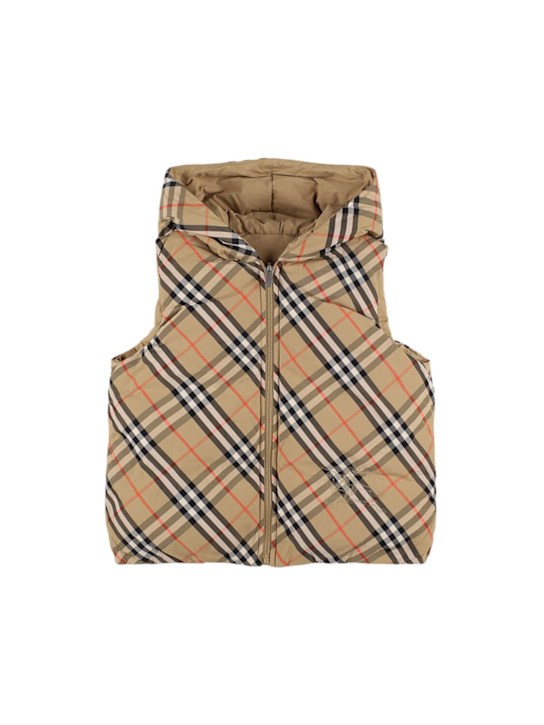 Burberry: Piumino smanicato reversibile in nylon - kids-girls_0 | Luisa Via Roma