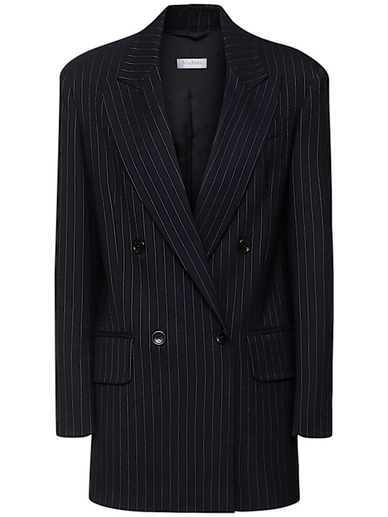 Max Mara: Albany pinstripe wool blend blazer - women_0 | Luisa Via Roma