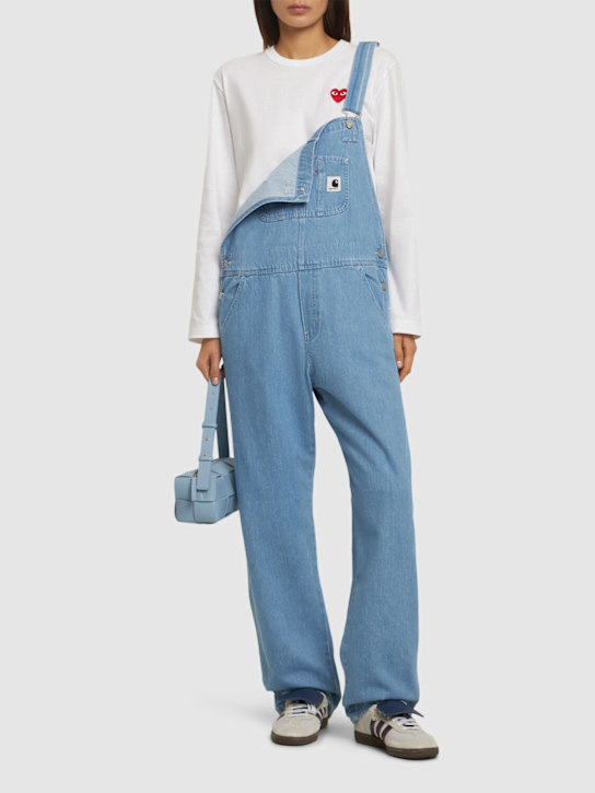 Carhartt WIP: Bib straight overalls - Blue Stonebleac - women_1 | Luisa Via Roma