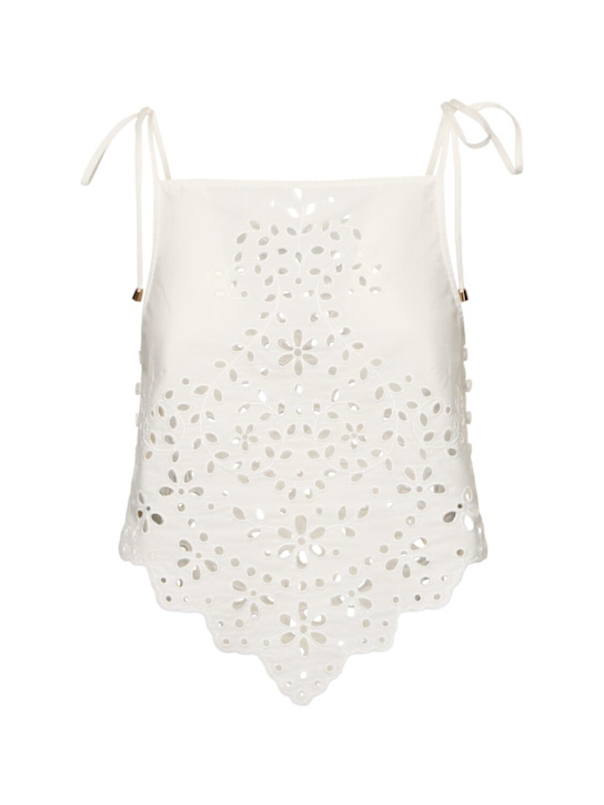 Self-portrait: Embroidered cotton top - White - women_0 | Luisa Via Roma