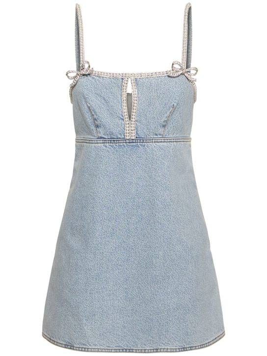 Self-portrait: Denim pearl mini dress - women_0 | Luisa Via Roma