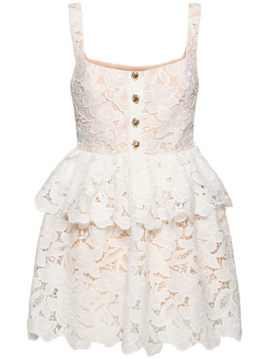 Self-portrait: Tiered lace mini dress - White - women_0 | Luisa Via Roma