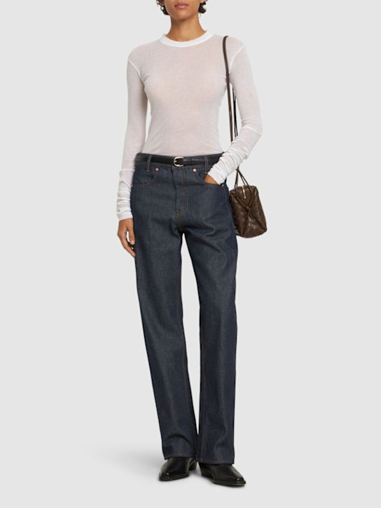 Bite Studios: Curved mid rise boyfriend jeans - Dark Blue - women_1 | Luisa Via Roma