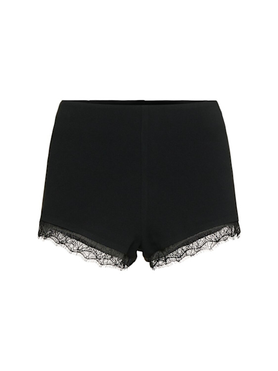 Self-portrait: Stretch crepe lace shorts - Black - women_0 | Luisa Via Roma