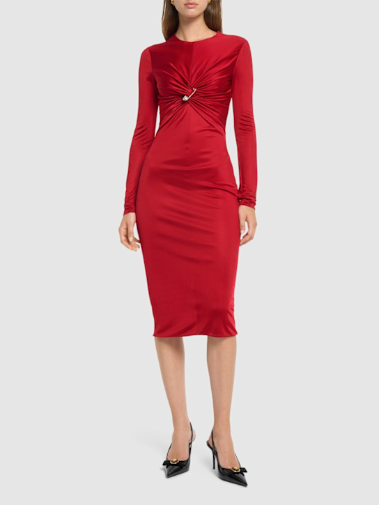Liquid viscose jersey midi dress - Thumbnail 2