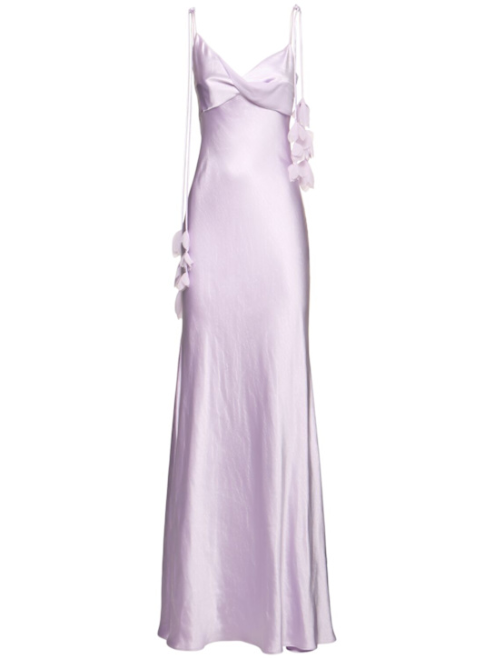 Self-portrait: Satin flower maxi dress - women_0 | Luisa Via Roma