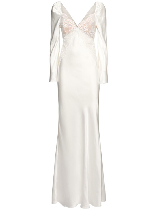 Self-portrait: C.Kane satin long sleeve maxi dress - women_0 | Luisa Via Roma