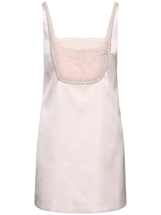 Self-portrait: Satin bow mini dress - Light Pink - women_0 | Luisa Via Roma