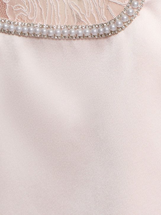 Self-portrait: Satin bow mini dress - Light Pink - women_4 | Luisa Via Roma