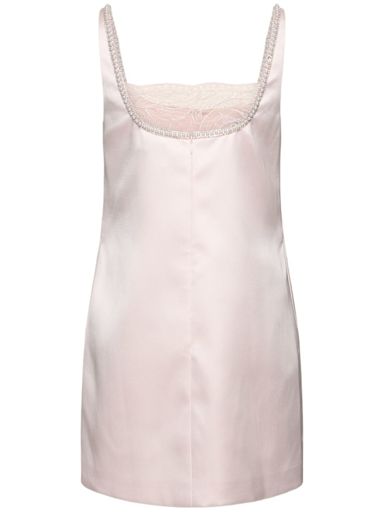 Self-portrait: Satin bow mini dress - Light Pink - women_3 | Luisa Via Roma