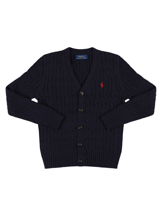 Polo Ralph Lauren: Cardigan in maglia di cotone con logo - kids-girls_0 | Luisa Via Roma