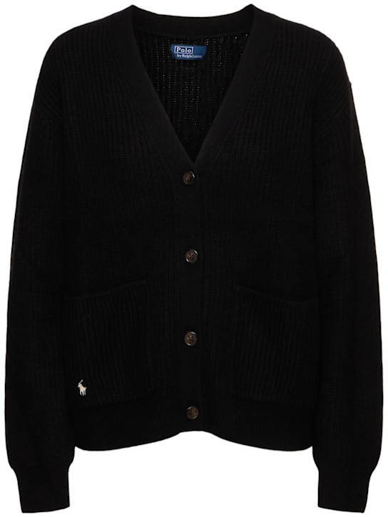 Polo Ralph Lauren: Cardigan in maglia di misto lana con logo - women_0 | Luisa Via Roma