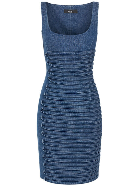 Versace: Cotton denim midi dress - women_0 | Luisa Via Roma
