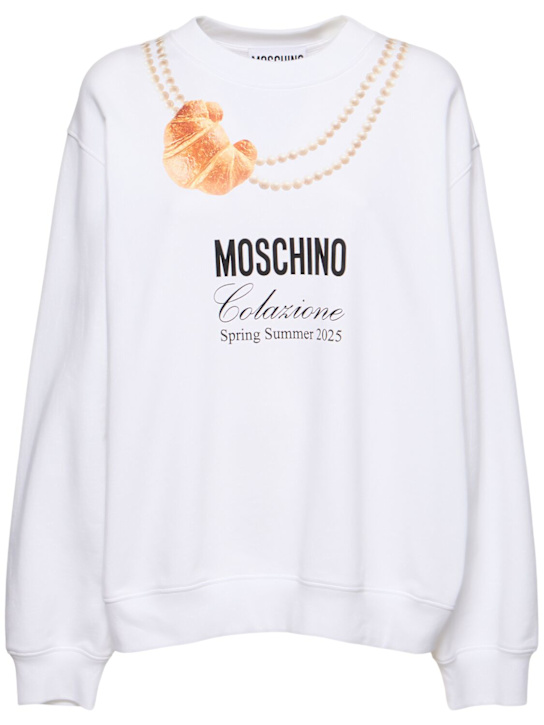 Moschino: Logo printed cotton sweatshirt - women_0 | Luisa Via Roma
