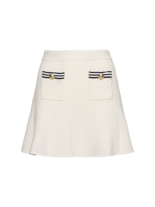 Self-portrait: Textured knit mini skirt - White - women_0 | Luisa Via Roma