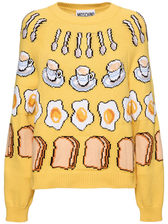 Moschino: Embroidered cotton blend knit sweater - women_0 | Luisa Via Roma