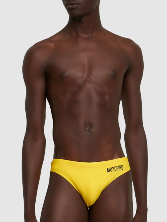 Moschino: Iconic Archive swim briefs - Yellow - men_1 | Luisa Via Roma