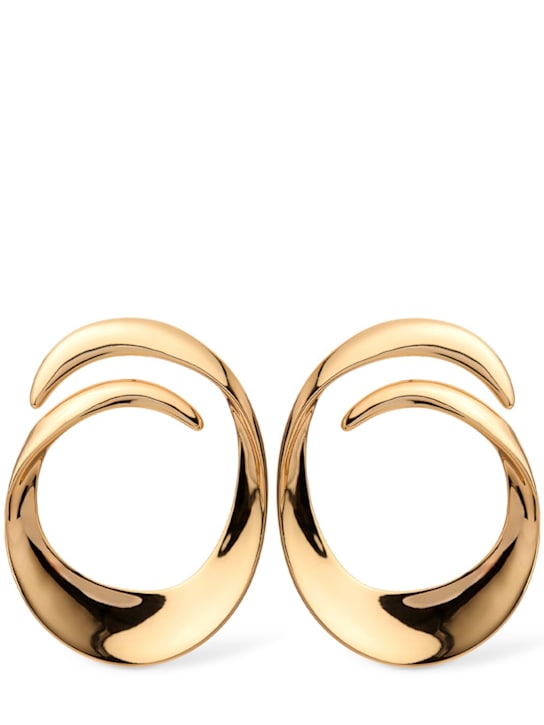 Self-portrait: Gold swirl stud earrings - women_0 | Luisa Via Roma