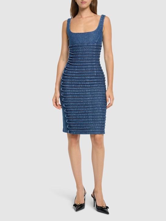 Versace: Cotton denim midi dress - women_1 | Luisa Via Roma