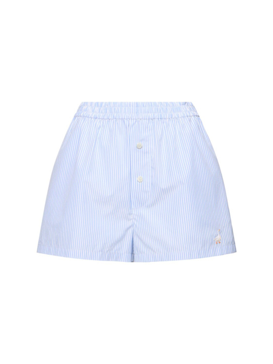 Moschino: Striped poplin elastic waist shorts - women_0 | Luisa Via Roma
